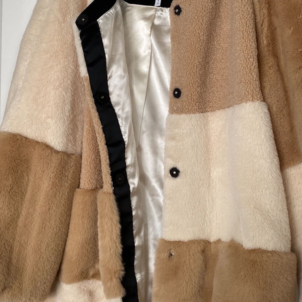 Beige BCBGeneration Faux Fur Jacket Size XL NWT - Picture 6 of 11